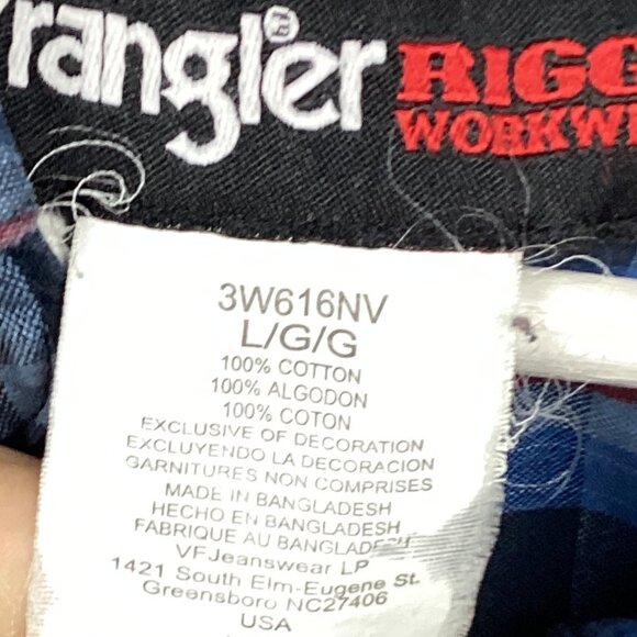 Wrangler Riggs Workwear Blue Flannel Shirt L - Picture 5 of 8